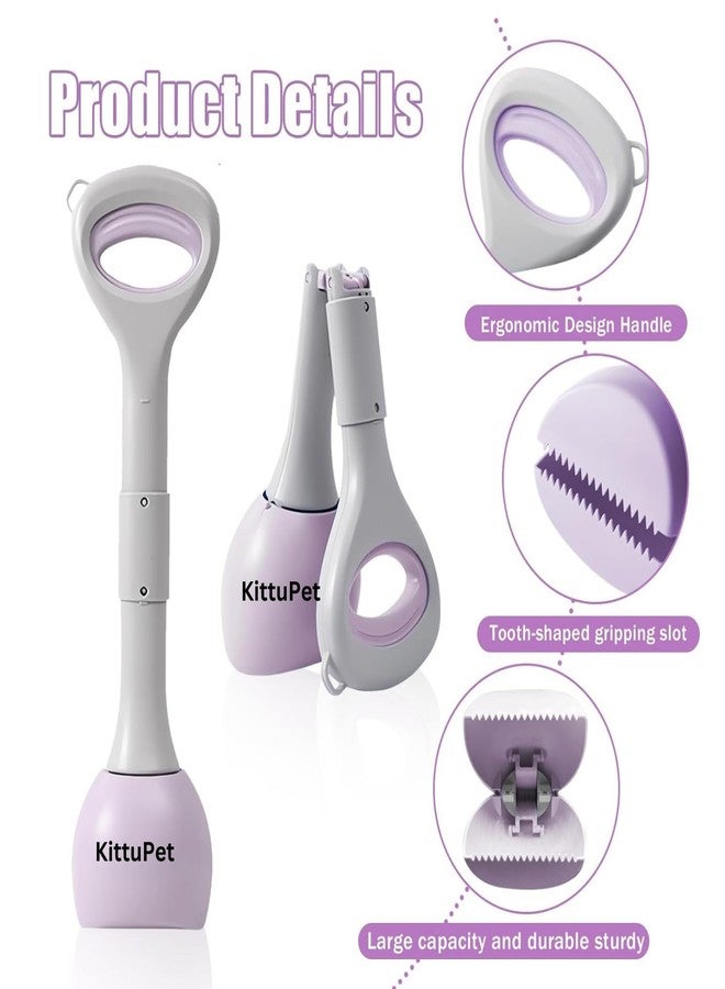 KittuPet Dog Pooper Scooper Long Handle Foldable Pet Pooper Scooper Attached with Poop Bag - Image 2